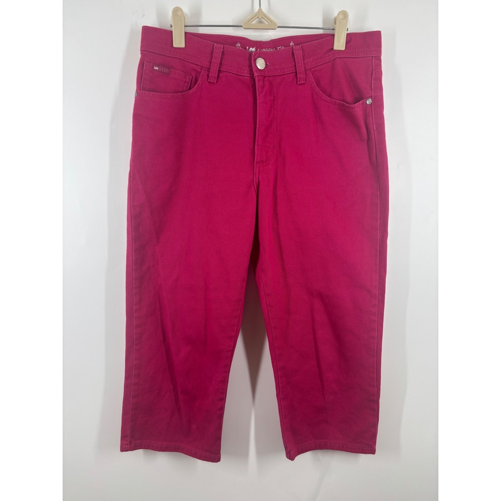 Lee Classic Fit Capri Jeans Womens 8 Magenta Pink Straight Leg Cropped Pants